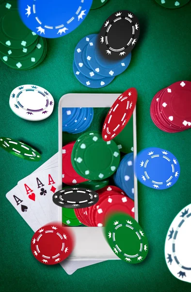 Online Casino Mobil Casino Smartphone Med Pokerbordet Skärmen — Stockfoto