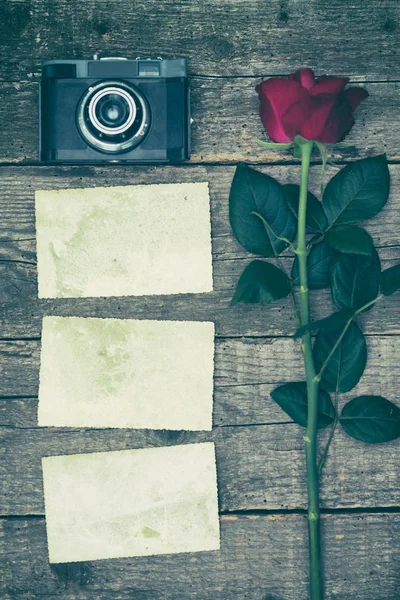 Tre Vecchi Ritagli Fotografici Spazio Vuoto Memoria — Foto Stock