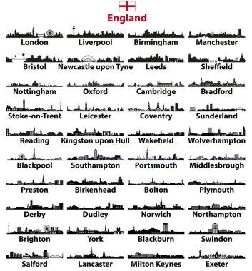 England major cities skylines vector collection clipart