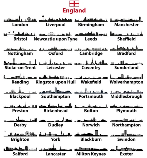 England Större Städer Horisonter Vektor Samling — Stock vektor