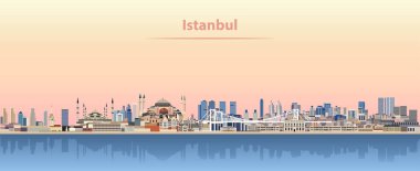 Istanbul manzarası vektör çizim gündoğumu