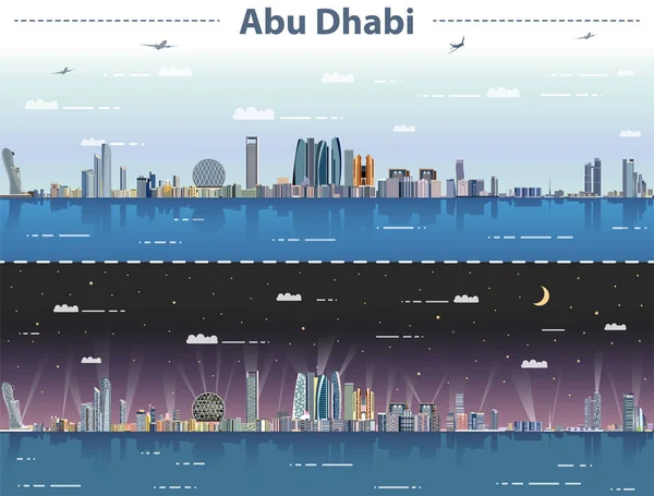 Illustrazione Astratta Vettoriale Dello Skyline Abu Dhabi Giorno Notte — Vettoriale Stock