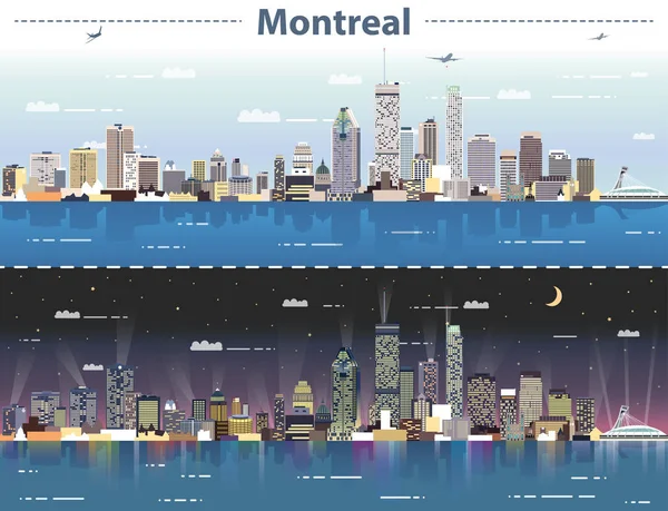 Vektor Abstrakte Illustration Von Montreal Bei Tag Und Nacht — Stockvektor