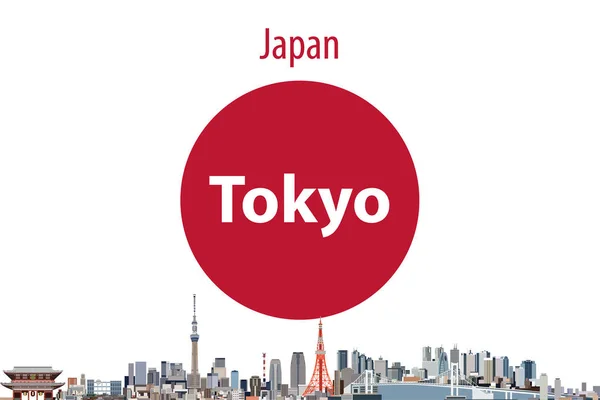 背景に日本の旗と東京の眺望のベクトル イラスト — ストックベクタ
