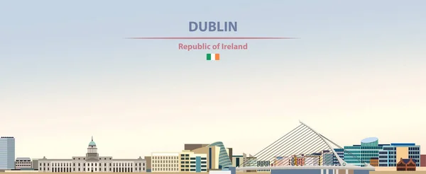 Vetor Ilustração Cidade Dublin Skyline Gradiente Colorido Belo Dia Céu — Vetor de Stock