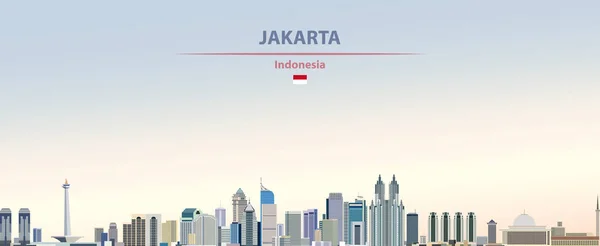 Indonézia Zászlaja Jakarta Városára Színes Gradiens Gyönyörű Nap Háttér Vektor — Stock Vector