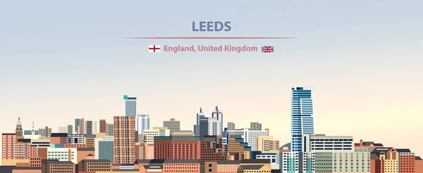 Vector Illustration Leeds City Skyline Colorful Gradient Beautiful Day Sky — Stock Vector
