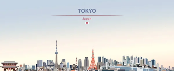 Vector Abstrakt Illustration Tokyo Stadens Silhuett Färgglada Gradient Vacker Dag — Stock vektor