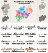 Vektorillustration der NRW-Karte mit den größten Städten Deutschlands