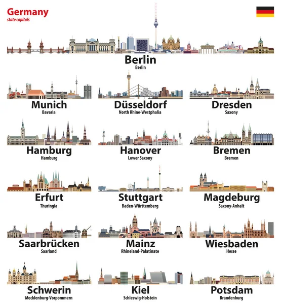 Alemania Capital Del Estado Ciudades Skylines Vector Ilustración Detallada — Archivo Imágenes Vectoriales