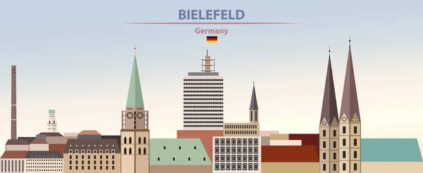ドイツの国旗とビーレ フェルト抽象的なカラフルなグラデーションの美しい日空を背景に街並みのベクトル イラスト — ストックベクタ