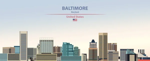 Vector Synn Baltimore City Skyline Färgglada Gradient Vacker Dag Himmel — Stock vektor