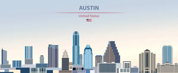 Vektorillustration Austin City Skyline Färgglada Gradient Vacker Dag Himmel Bakgrund — Stock vektor