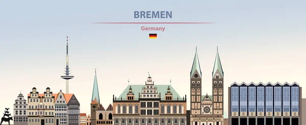 Ilustração Vetorial Horizonte Cidade Bremen Gradiente Colorido Belo Dia Céu —  Vetores de Stock