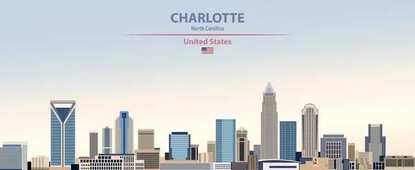 Charlotte Şehir Manzarası Renkli Gradyan Güzel Gün Gökyüzü Arka Plan — Stok Vektör
