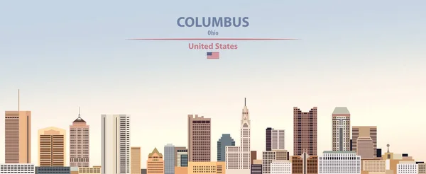 Illustrazione Vettoriale Dello Skyline Della Città Columbus Sfondo Colorato Gradiente — Vettoriale Stock