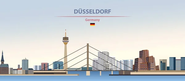 Vektor Illustration Der Düsseldorfer Stadtsilhouette Auf Buntem Gefälle Schöner Tageshimmel — Stockvektor