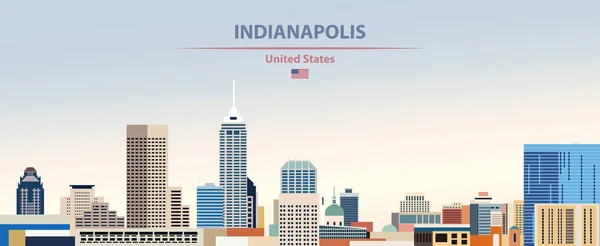 Vektorové Ilustrace Panorama Města Indianapolis Pozadí Oblohy Barevné Přechodu Krásný — Stockový vektor