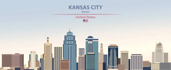 Illustration Vectorielle Kansas City Skyline Sur Dégradé Coloré Beau Fond — Image vectorielle