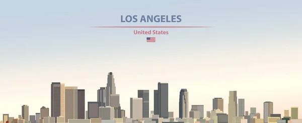 Vektorillustration Los Angeles City Skyline Färgglada Gradient Vacker Dag Himmel — Stock vektor