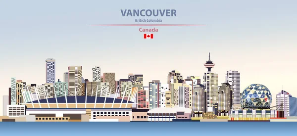 Vancouver Şehir Manzarası Renkli Gradyan Güzel Gün Gökyüzü Arka Plan — Stok Vektör