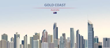 Renkli degrade güzel gündüz arka plan Gold Coast şehir silueti Vektör illüstrasyon