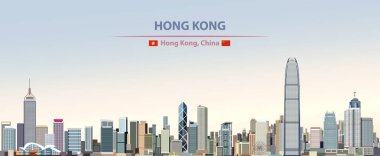 Renkli degrade güzel gündüz arka plan hong kong şehir silueti Vektör soyut illüstrasyon