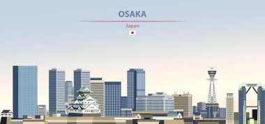 Renkli degrade güzel gündüz arka plan üzerinde Osaka şehir silueti Vektör illüstrasyon