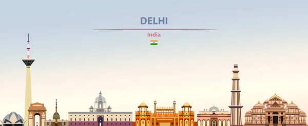 Ilustración Vectorial Del Horizonte Ciudad Delhi Degradado Colorido Hermoso Fondo — Vector de stock