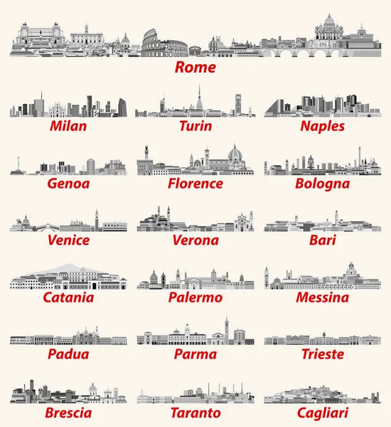 Cidades Italianas Skylines Preto Branco Paleta Cores Ilustração Detalhada Alta — Vetor de Stock