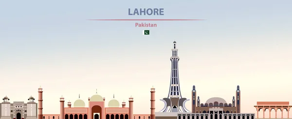 Ilustración Vectorial Del Horizonte Ciudad Lahore Sobre Colorido Degradado Hermoso — Vector de stock