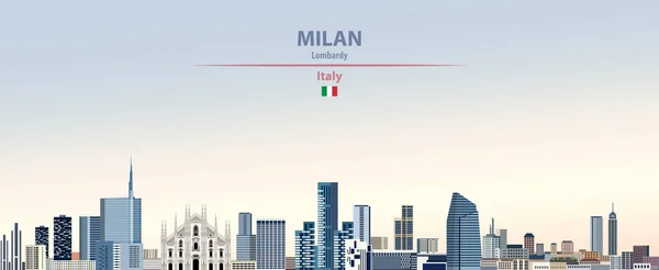 Vektor Illustration Milan City Skyline Färgglada Lutning Vacker Dag Himmel — Stock vektor