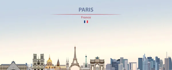 Vector Illustration Paris City Skyline Colorful Gradient Beautiful Day Sky — Stock Vector