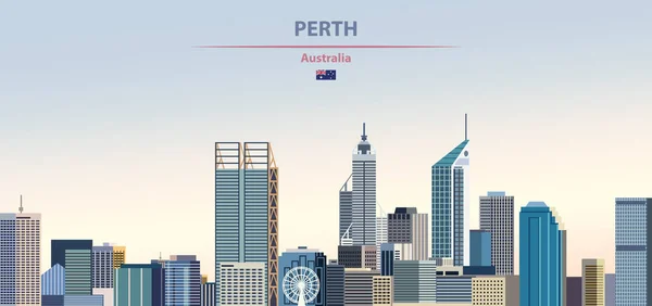 Ilustração Vetorial Horizonte Cidade Perth Gradiente Colorido Bonito Dia Tempo —  Vetores de Stock