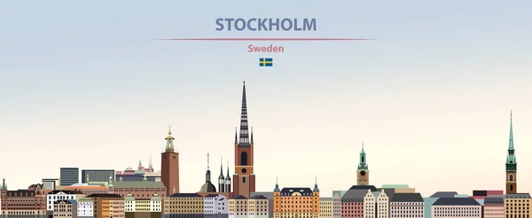 Vector Illustratie Van Stockholm City Skyline Kleurrijke Gradiënt Mooie Dag — Stockvector