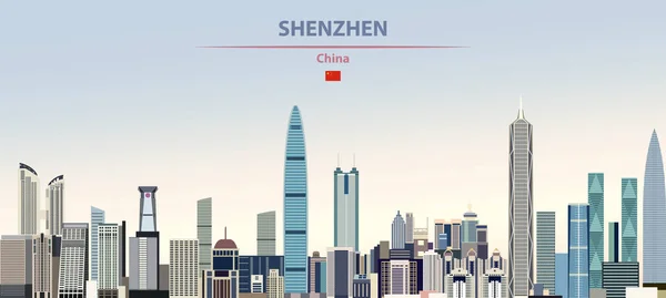 Renkli Degrade Güzel Gündüz Arka Plan Shenzhen Şehir Silueti Vektör — Stok Vektör