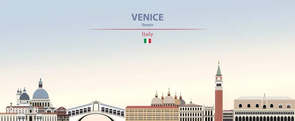 カラフルなグラデーション美しい昼間の背景にヴェネツィア市街のスカイラインのベクトルイラスト — ストックベクタ