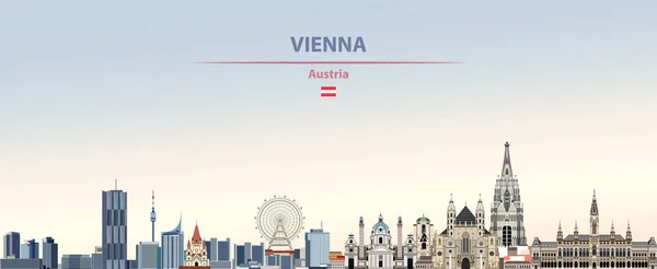 Vektorová Ilustrace Vídeňské Městské Panorama Barevném Přechodu Krásný Denní Pozadí — Stockový vektor