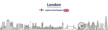 Londra cityscape line sanat tarzı vektör ayrıntılı illüstrasyon. Seyahat arka planı