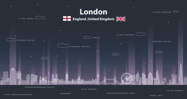 Londra cityscape line sanat tarzı vektör ayrıntılı illüstrasyon. Seyahat arka planı