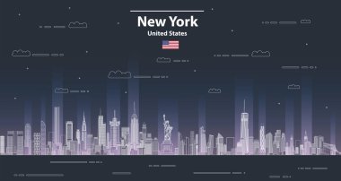 New York cityscape line sanat tarzı vektör ayrıntılı illüstrasyon. Seyahat arka planı