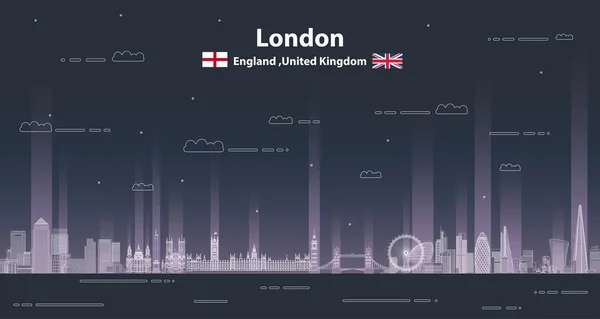 Londres Paisaje Urbano Línea Arte Estilo Vector Ilustración Detallada Fondo — Vector de stock