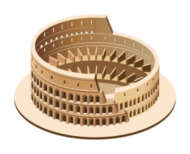 Roma, İtalya 'daki Colosseum' un 3d izometrik illüstrasyonu