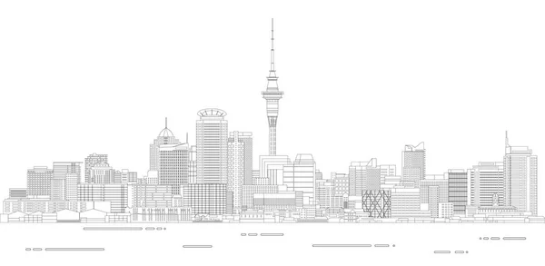 Auckland Paisaje Urbano Línea Arte Estilo Ilustración Vectorial Detallada — Archivo Imágenes Vectoriales