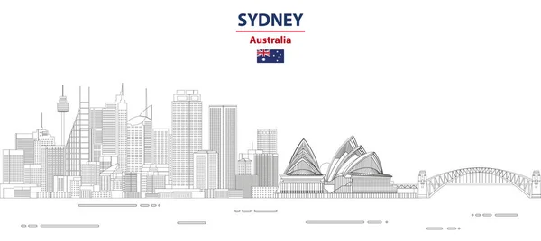 Sydney Cityscape Linha Arte Estilo Vetor Ilustração —  Vetores de Stock