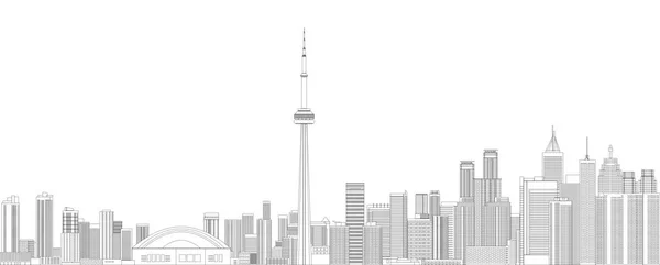 Toronto Cityscape Line Art Style Dettagliata Illustrazione Vettoriale — Vettoriale Stock
