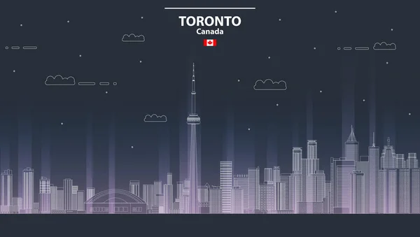 Illustration Vectorielle Style Art Ligne Paysage Urbain Toronto Nuit — Image vectorielle