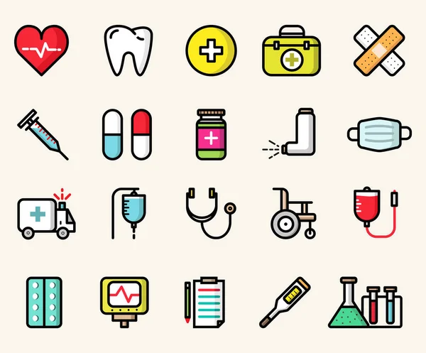 Medical Icons Vector Colored Isolated Illustrations Set — Stock Vector