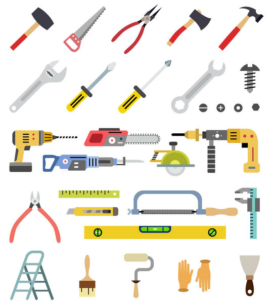 Household tools vector colorful isolated icons