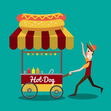 Kentsel sosisli satıcı çizimi